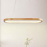 Simple Adjustable Wooden Oval Island LED Pendant Light Image - 10