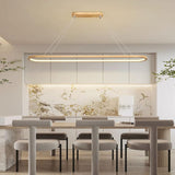 Simple Adjustable Wooden Oval Island LED Pendant Light Image - 3