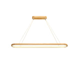 Simple Adjustable Wooden Oval Island LED Pendant Light Image - 5