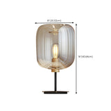 Simple Amber Drum Glass Shade Black Base Table Lamp #size