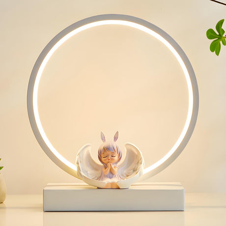 Simple Angel Design Circular LED  Night Table Lamp Image - 2