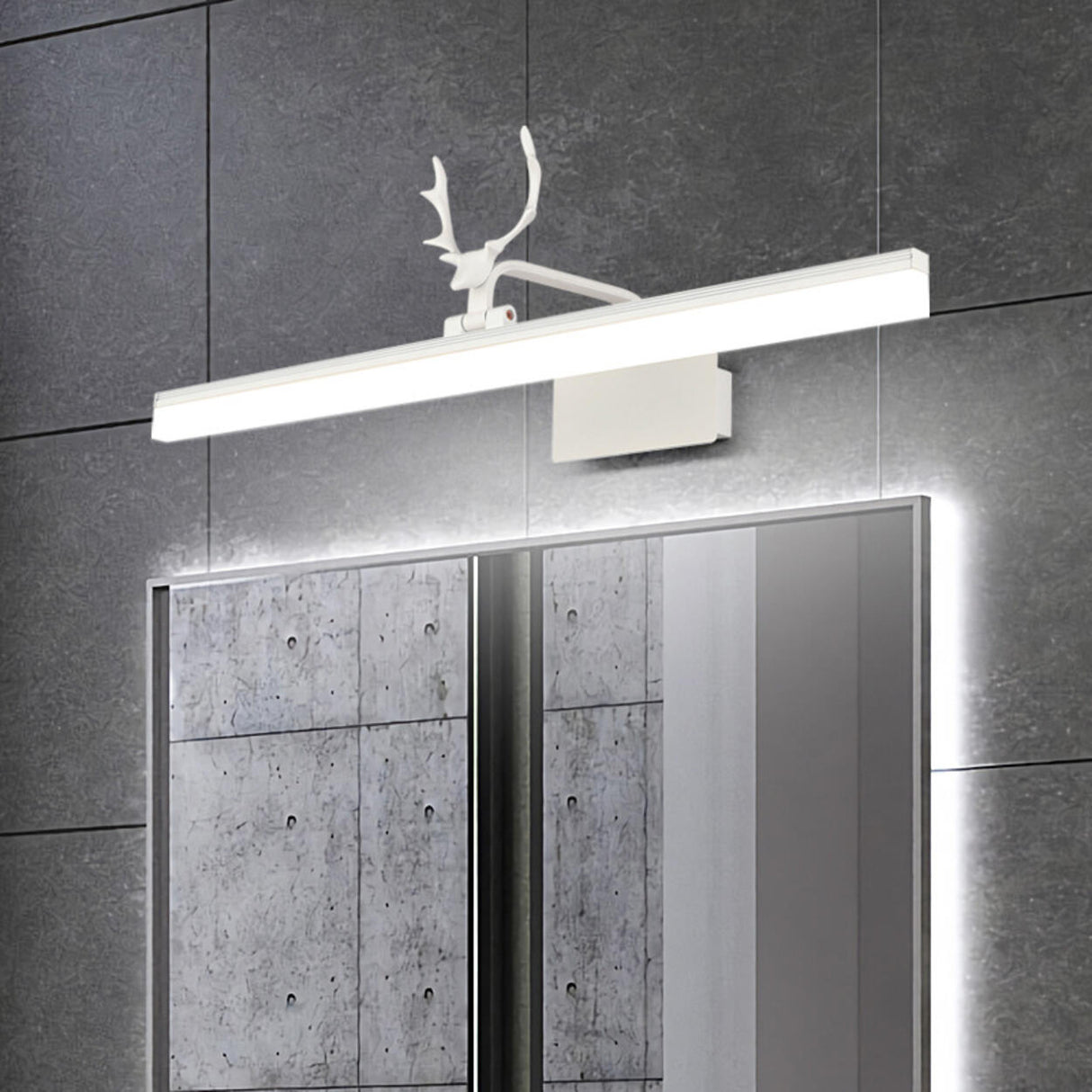 Simple Antler Design Black LED Vanity Mirror Light  Image - 2