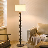 Simple Barrel Black Wooden LED Norden Floor Lamp Image - 10