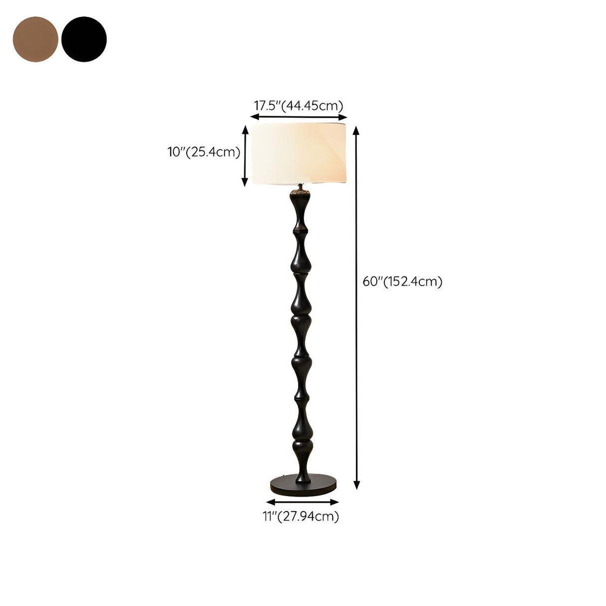 Simple Barrel Black Wooden LED Norden Floor Lamp 