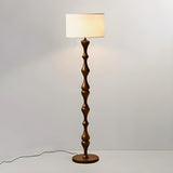 Simple Barrel Black Wooden LED Norden Floor Lamp Image - 7