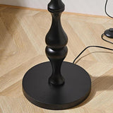 Simple Barrel Black Wooden LED Norden Floor Lamp Image - 8