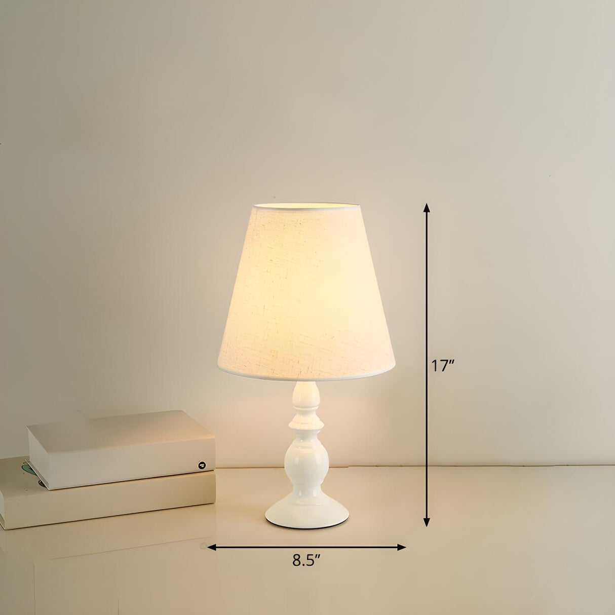 Simple Barrel Fabric Shade Art Conical Base Table Lamp 