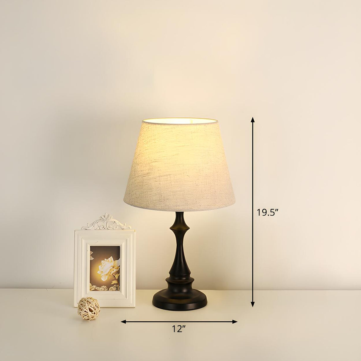 Simple Barrel Fabric Shade Art Conical Base Table Lamp Image - 9