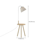 Simple Barrel Wooden Base Floor Lamp with Side Table #size