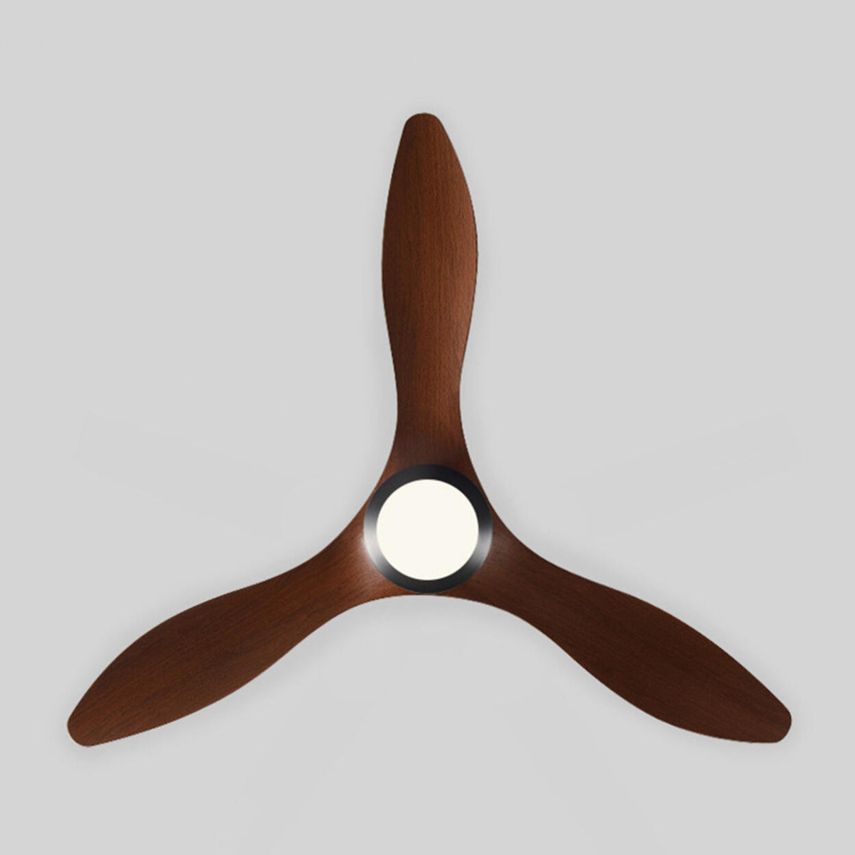 Simple Bedroom 3 Blade Wood Ceiling Fan with Light Image - 10