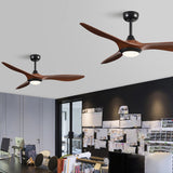 Simple Bedroom 3 Blade Wood Ceiling Fan with Light Image - 15