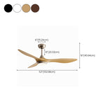 Simple Bedroom 3 Blade Wood Ceiling Fan with Light #size