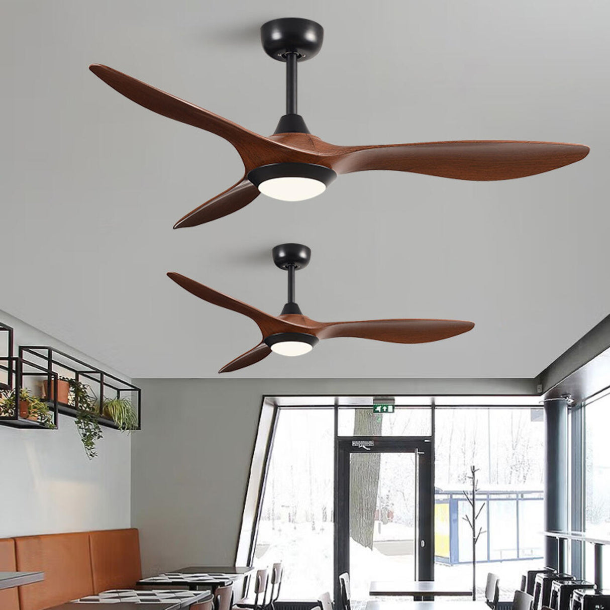 Simple Bedroom 3 Blade Wood Ceiling Fan with Light Image - 3