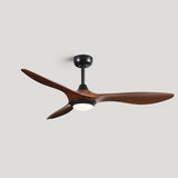 Simple Bedroom 3 Blade Wood Ceiling Fan with Light Image - 6