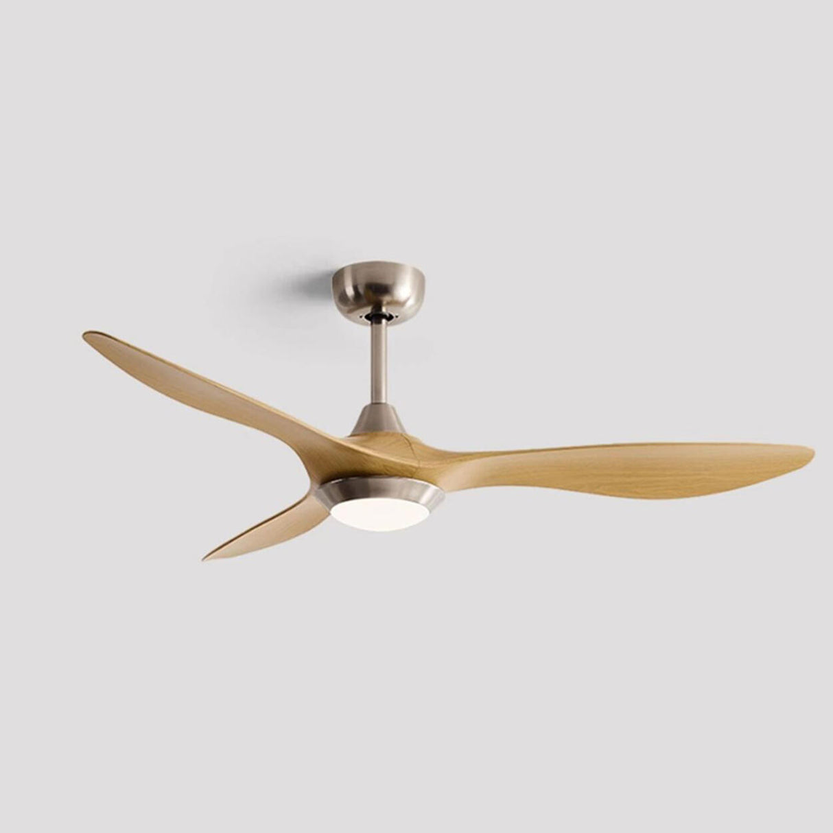 Simple Bedroom 3 Blade Wood Ceiling Fan with Light Image - 8