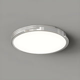 Simple Bedroom Chrome Round Flush Mount Ceiling Light Image - 6