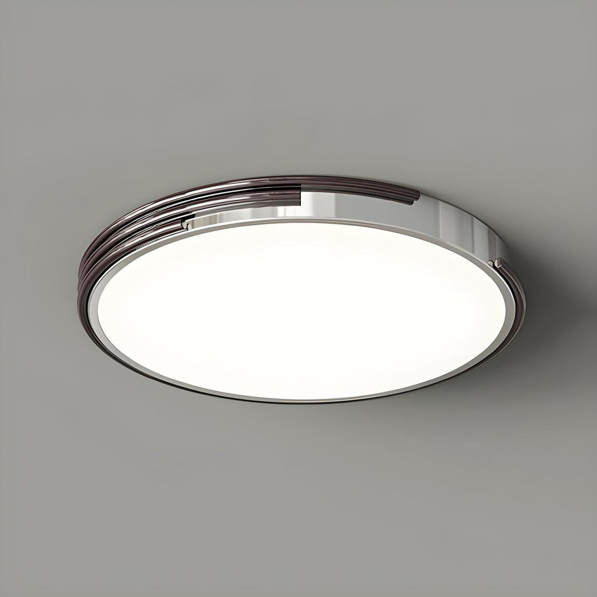 Simple Bedroom Chrome Round Flush Mount Ceiling Light Image - 7