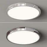 Simple Bedroom Chrome Round Flush Mount Ceiling Light Image - 9