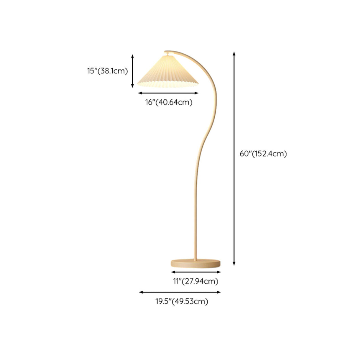 Simple Bedroom Cone White Curved Metal Floor Lamp 