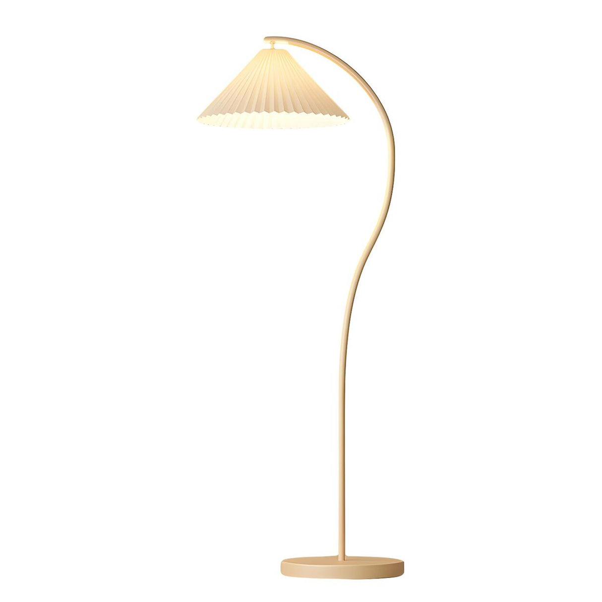 Simple Bedroom Cone White Curved Metal Floor Lamp Image - 5