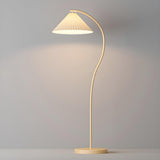 Simple Bedroom Cone White Curved Metal Floor Lamp Image - 6