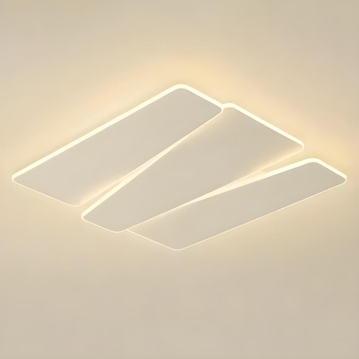 Simple Bedroom Square White LED Semi-Flush Mount Light Image - 4