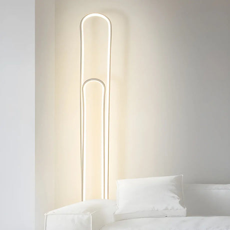 Simple  Bedroom White Curve LED Metal Floor Lamp Image - 2