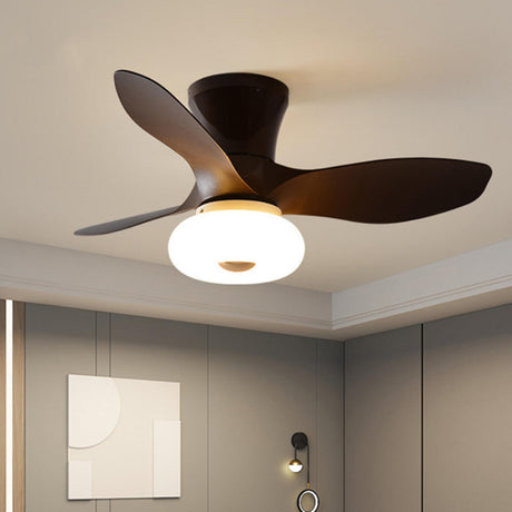 Simple Bedroom Wood 3 Blades Ceiling Fan with Light Image - 1