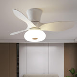 Simple Bedroom Wood 3 Blades Ceiling Fan with Light Image - 4