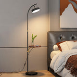 Simple Bedside Round Adjustable Floor Lamp with Shelf Image - 1