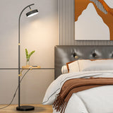 Simple Bedside Round Adjustable Floor Lamp with Shelf Image - 3