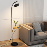 Simple Bedside Round Adjustable Floor Lamp with Shelf Image - 7