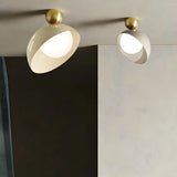 Simple Beige Dome Iron Semi-Flush Mount Ceiling Light Image - 1