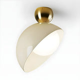 Simple Beige Dome Iron Semi-Flush Mount Ceiling Light Image - 3