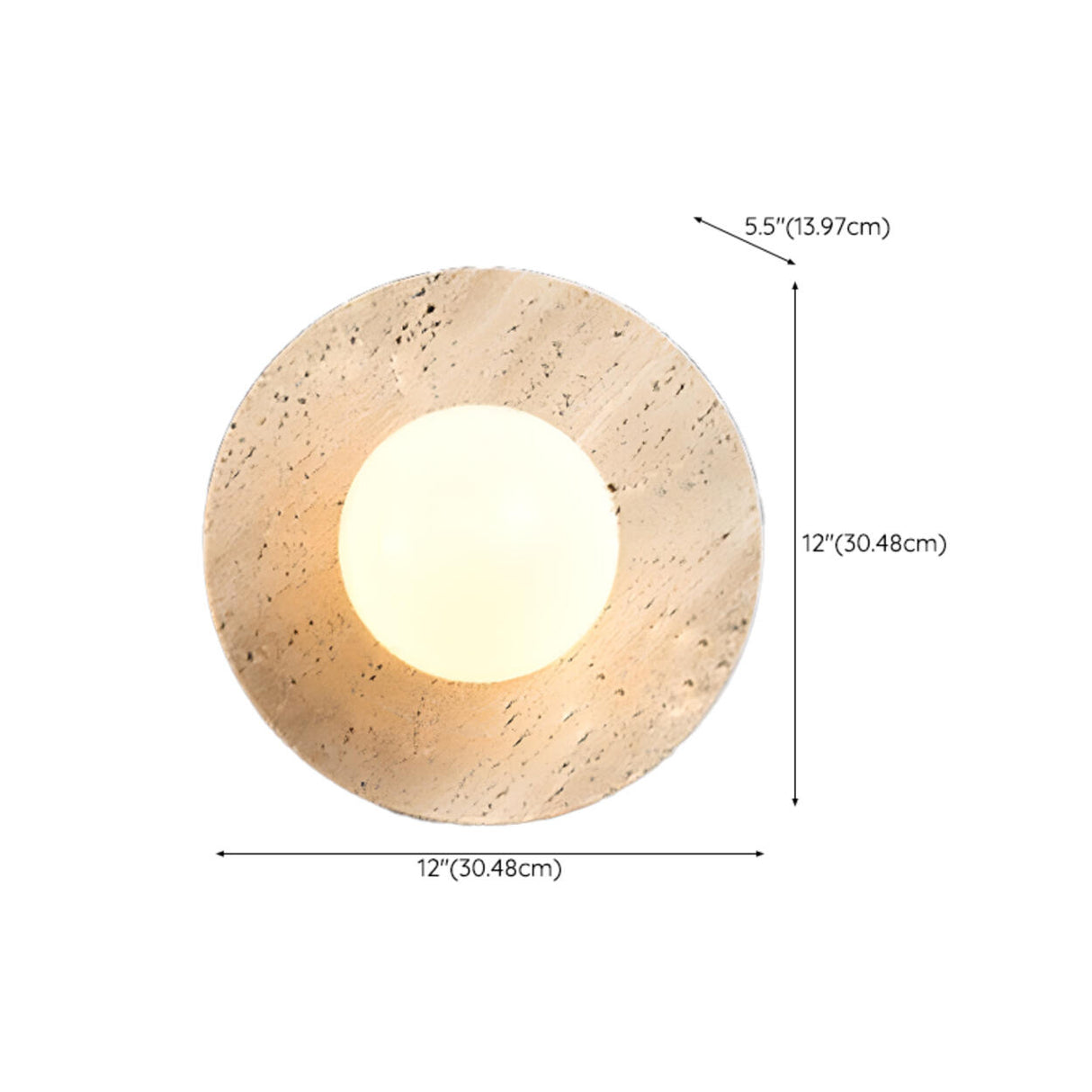 Simple Beige Stone Globe Wall Sconce with Pull Chain Image - 14