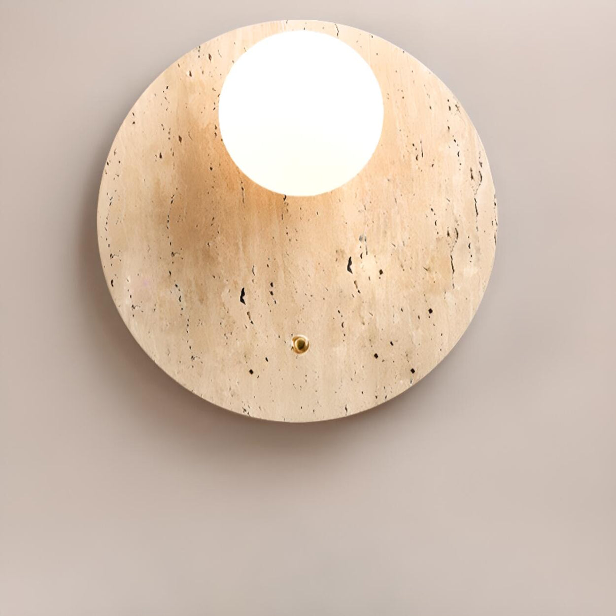 Simple Beige Stone Globe Wall Sconce with Pull Chain Image - 4