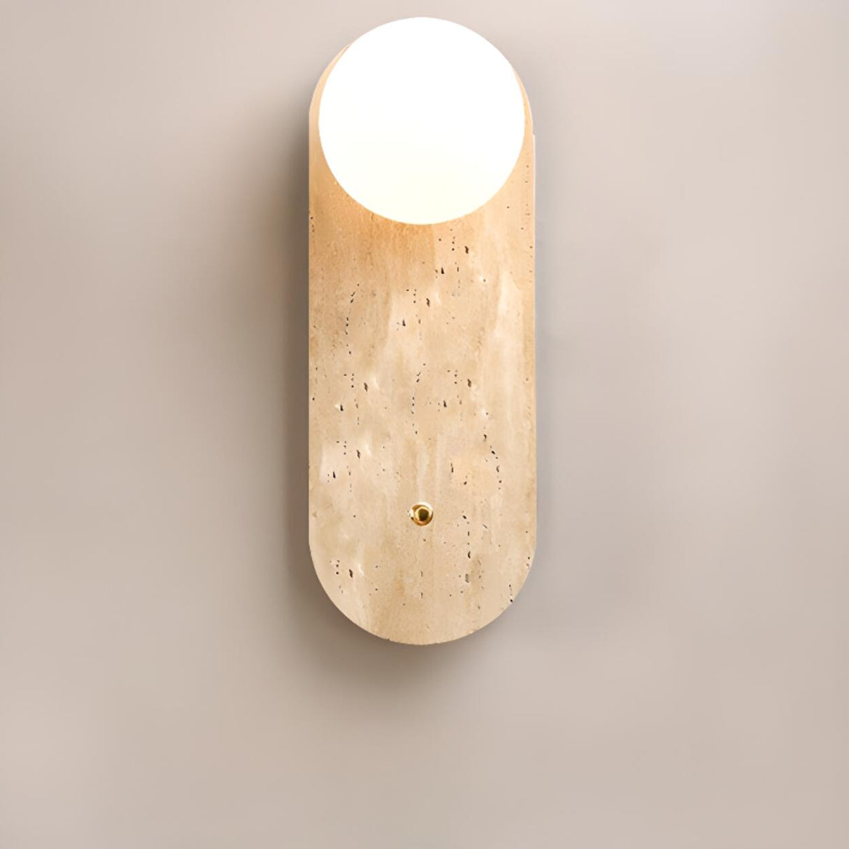 Simple Beige Stone Globe Wall Sconce with Pull Chain Image - 6