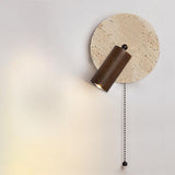 Simple Beige Stone Globe Wall Sconce with Pull Chain Image - 7