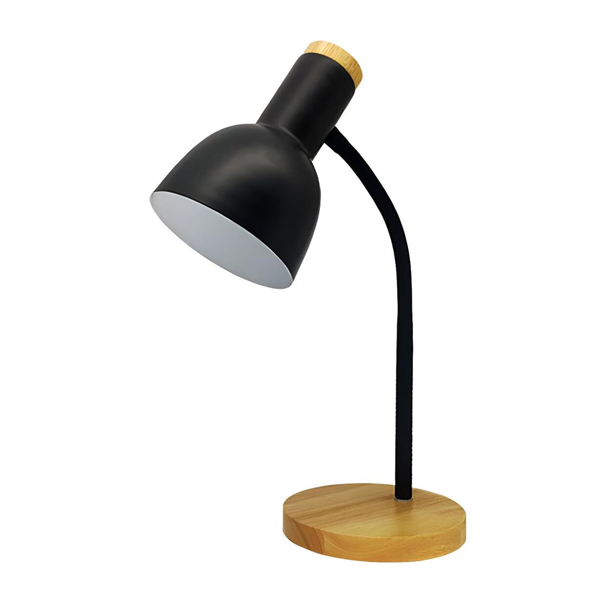 Simple Bell Shape Shade Wooden Base Modern Table Lamp Image - 10