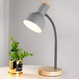 Simple Bell Shape Shade Wooden Base Modern Table Lamp Image - 13