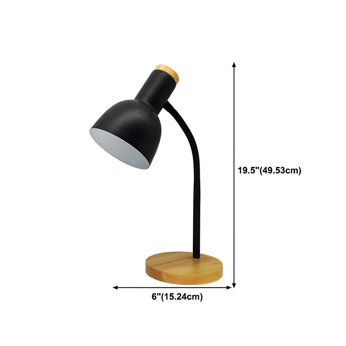 Simple Bell Shape Shade Wooden Base Modern Table Lamp 