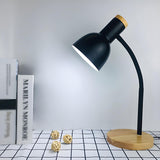 Simple Bell Shape Shade Wooden Base Modern Table Lamp Image - 4