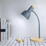 Simple Bell Shape Shade Wooden Base Modern Table Lamp Image - 5