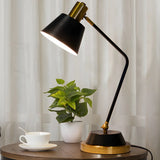 Simple Black Adjustable Bell Shade Metal Table Lamp Image - 1