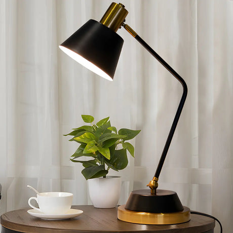 Simple Black Adjustable Bell Shade Metal Table Lamp Image - 1