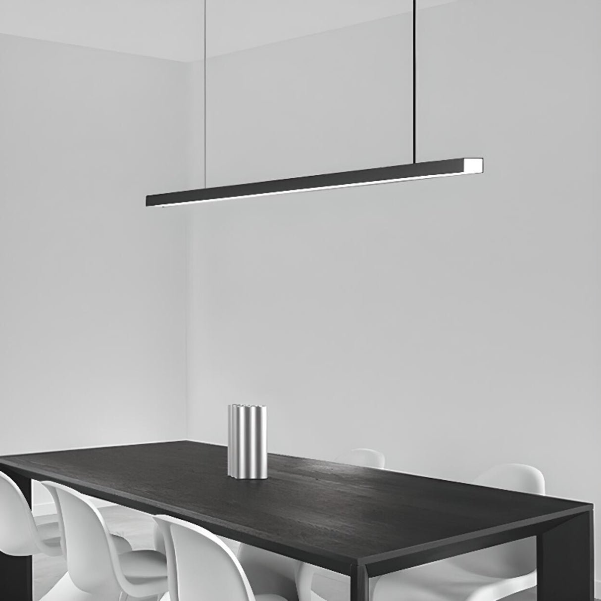 Simple Black Adjustable Linear Island Hanging Light Image - 1