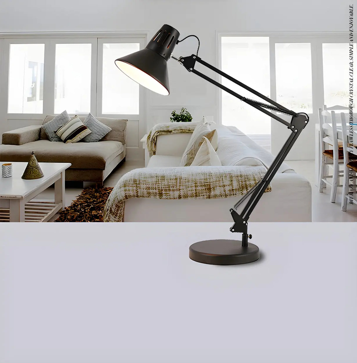 Simple Black Adjustable Metal Arm Study Table Lamp Image - 12