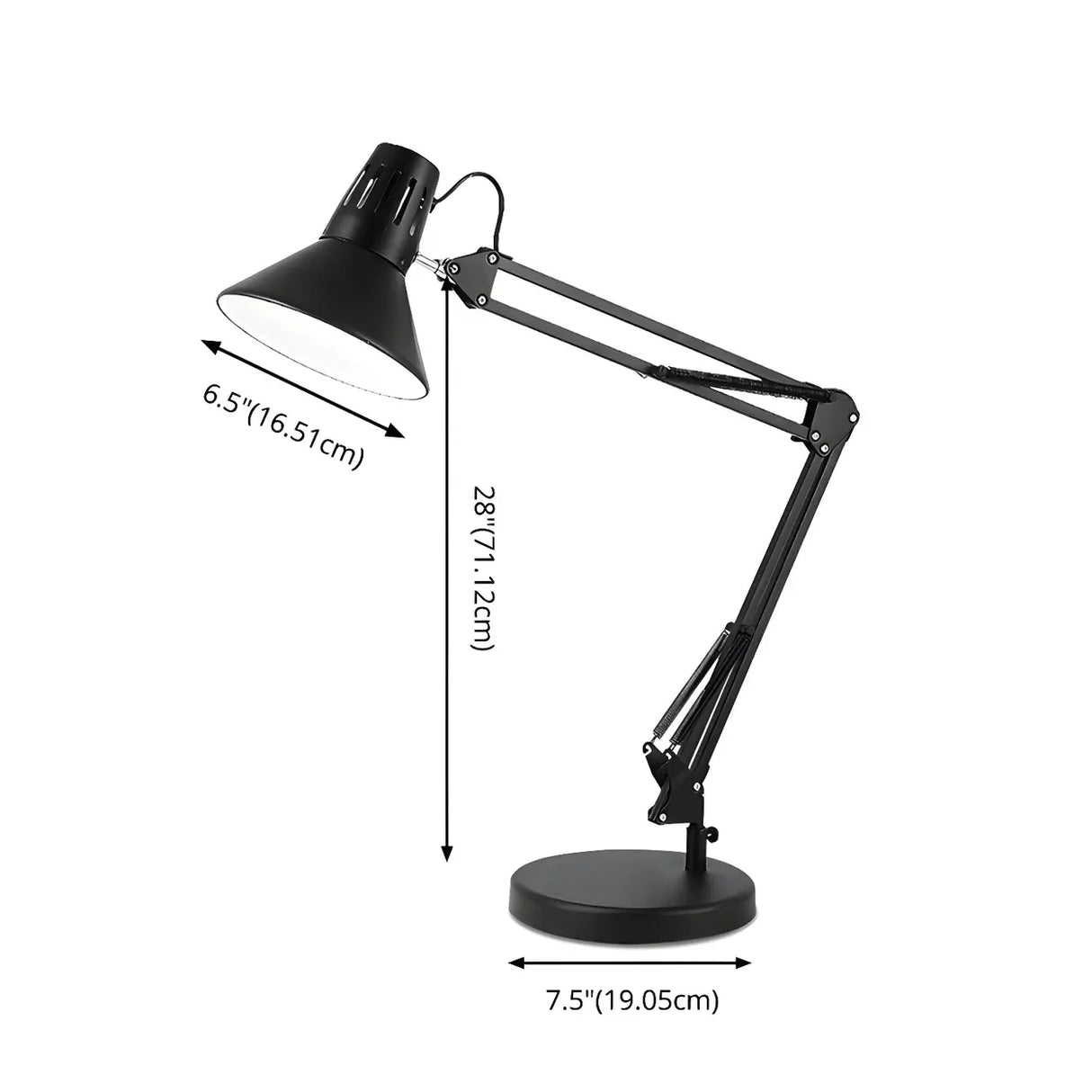 Simple Black Adjustable Metal Arm Study Table Lamp 