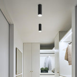 Simple Black Aluminum Cylinder LED Flush Mount Light Image - 3