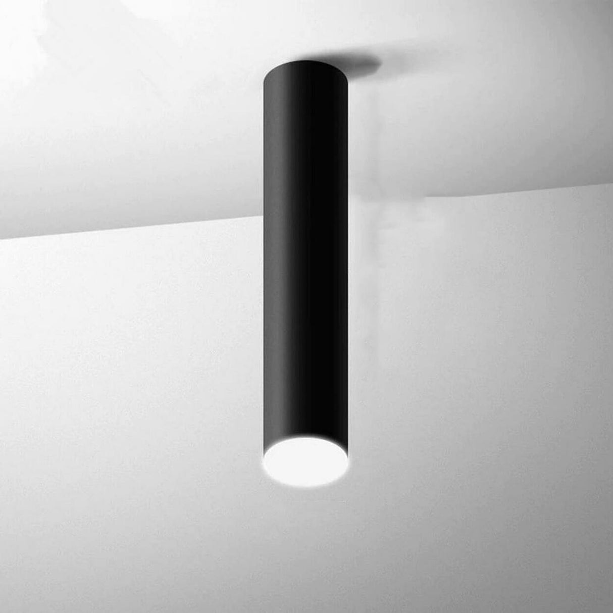 Simple Black Aluminum Cylinder LED Flush Mount Light Image - 6